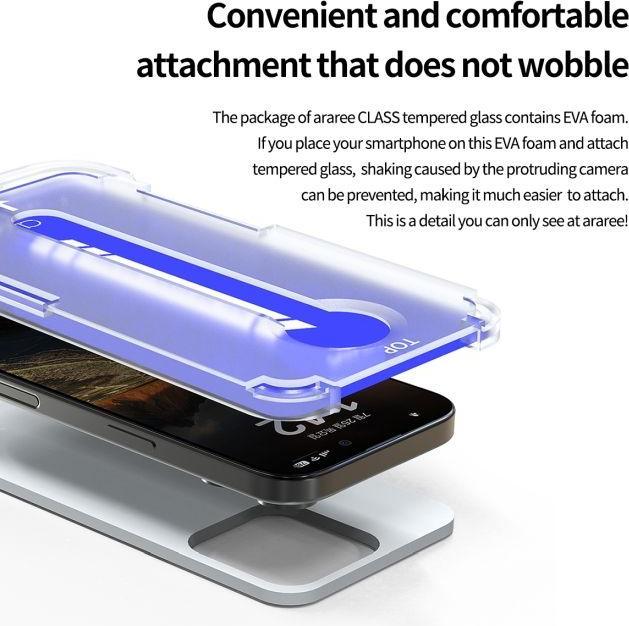 Immagine prodotto Araree Protezione dello schermo in vetro blindato CLASS Kit di installazione facile (1 pz., Apple iPhone 16 Pro)