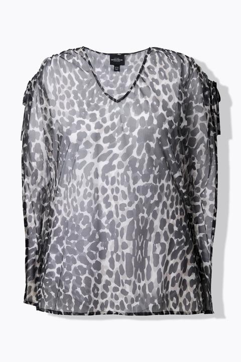 Actual product image Ulla Popken Sheer Leopard Print Cape Blouse (60)