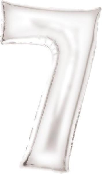 Amscan Zahlenballon Weiss Zahl 7 Seidenglanz - 86cm - leer (1 x)