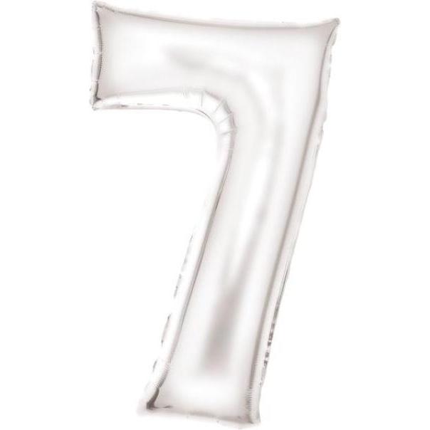 Amscan Zahlenballon Weiss Zahl 7 Seidenglanz - 86cm - leer