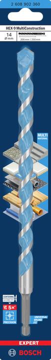 Produktbild Bosch Professional Zubehör Expert HEX-9 Multi Construction Bohrer, 14 x 200 x 250 mm (14 Millimeter, 14.00 Millimeter)