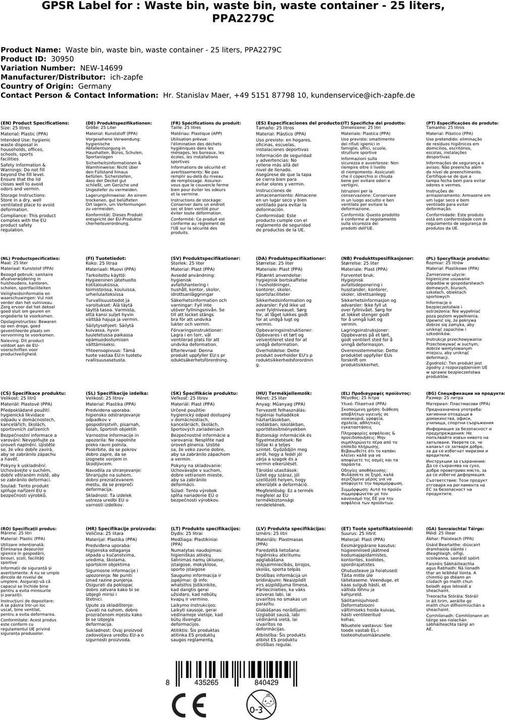 Produktbild Valera All Care Mediclinics Abfallbehälter Edelstahl 25 L offen mit Innenring und 4 Kunststofffüssen (25 l)