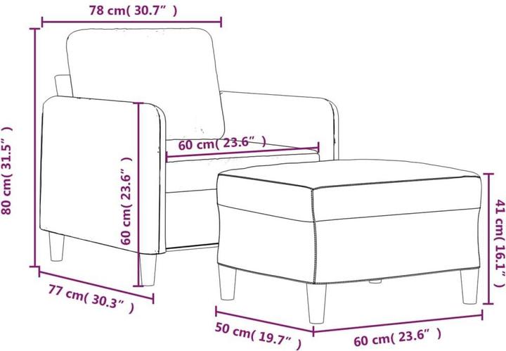 Produktbild vidaXL Sessel mit Hocker Hellgrau 60 cm Stoff,Farbe