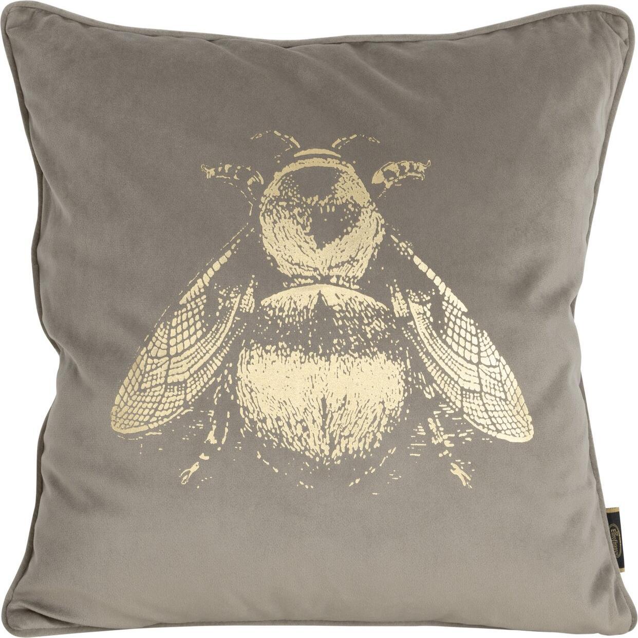 Eurofirany, Dekokissen, BLINK 41 Velvet pillow case with gold bee print, 45X45 cm, color: beige (45 x 45 cm)