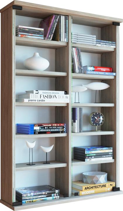 Actual product image VCM Wood CD DVD wall shelf Zuntisa with glass door (60 x 18 x 92 cm)