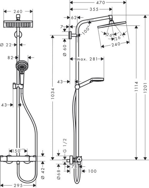Produktbild hansgrohe Thermostatischer Duschkopf des Crometta E240-Systems HG27271000