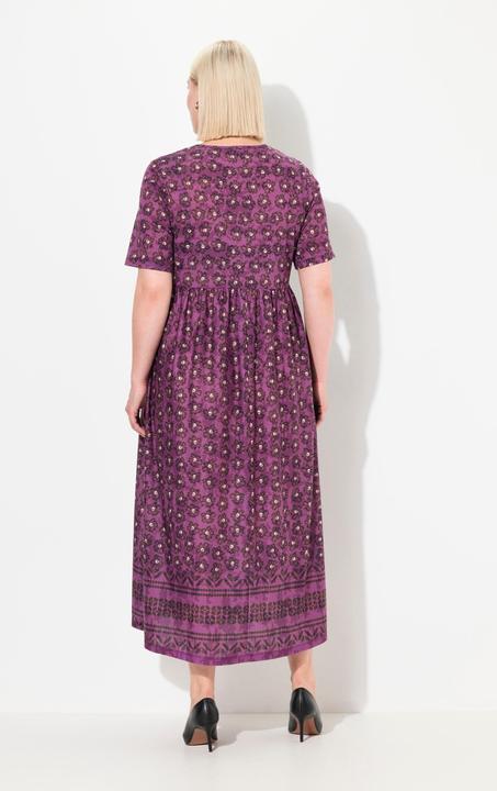 Image du produit Ulla Popken Jerseykleid, A-Linie, florales Muster, Tunika-Ausschnitt (68)