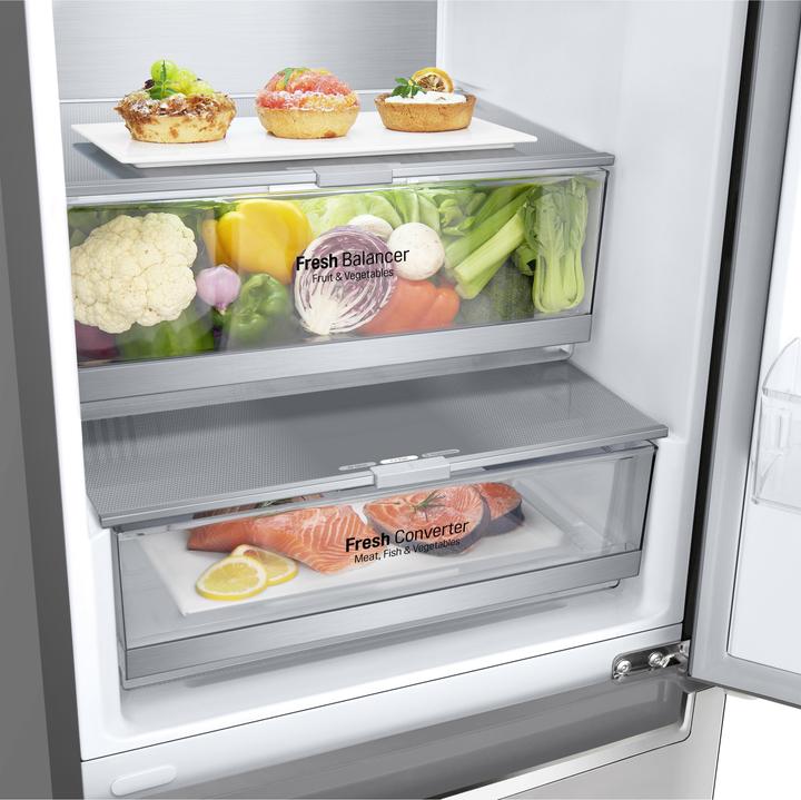 Produktbild LG GBB72NSVCN Kombinierter Kühlschrank, Klasse C, 384L, Weinregal, kein Frost, Edelstahl (419 l)