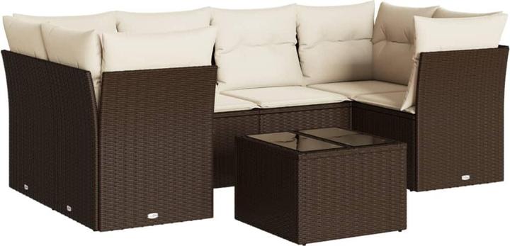 Actual product image vidaXL Garden furniture sofa set lounge set 7-piece brown poly rattan
