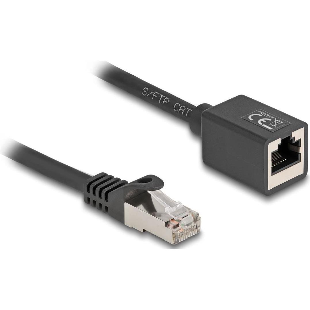 Delock Netzwerk Verlängerungskabel RJ45 Stecker zu RJ45 Buch (S/FTP, CAT6a, 0.50 m), Netzwerkkabel