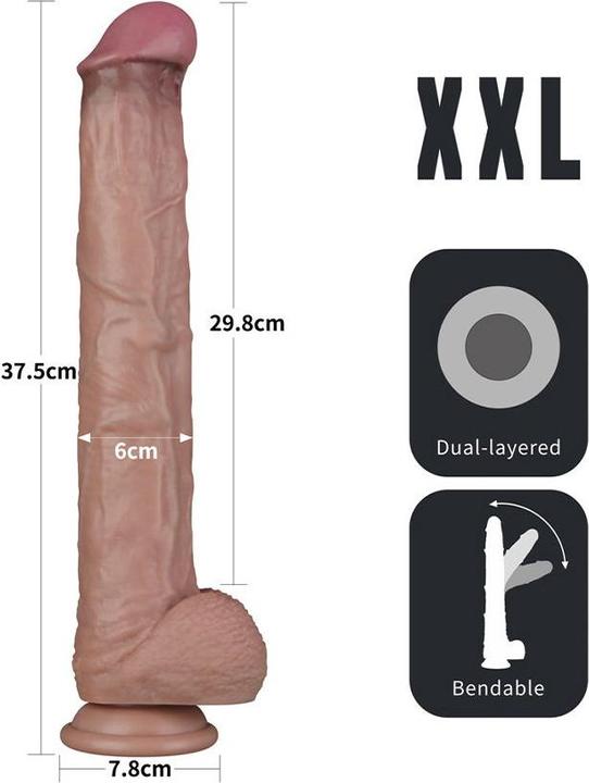 Image du produit Lovetoy Nature Cock 14,5" Dual Laye Bendable Cock XXL