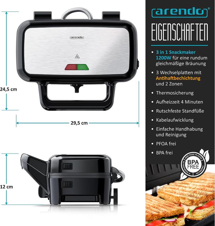 Immagine prodotto Arendo Creatore di snack 3 in 1