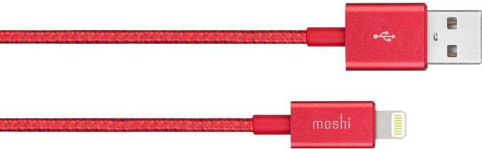 Image du produit Moshi Câble de charge/synchronisation tressé durable - Câble Integra Lightning vers USB-A - Rouge cramoisi (1.20 m)