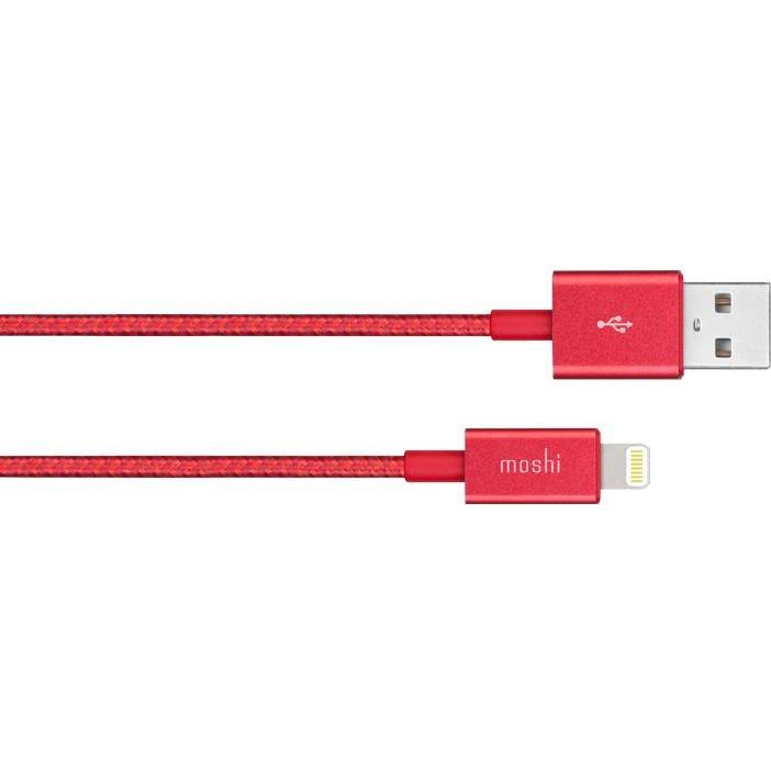 Thumbnail - Moshi Durable Braided Charge/Sync Cable - Integra Lightning to USB-A Cable - Crimson Red (1.20 m), USB Kabel
