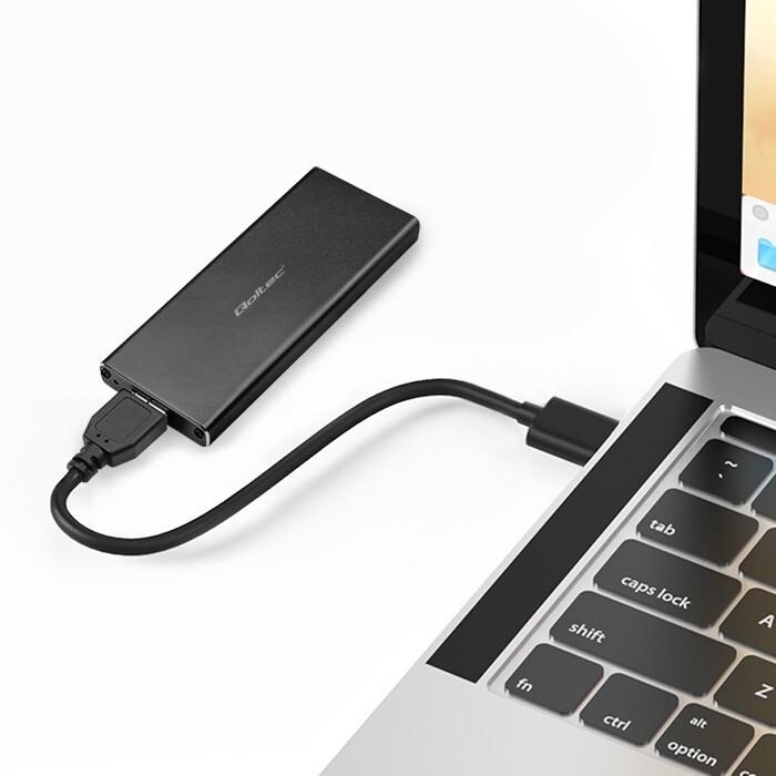 Actual product image Qoltec 51854 Hard drive Enclosure M.2 SATA SSD NGFF USB 3.0 (M.2)