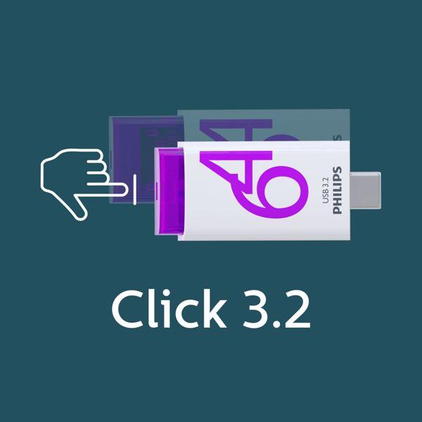 Produktbild Philips USB 3.2 64GB Click Series Gen 1 USB-C (64 GB, USB-C)