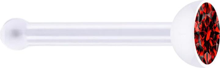 Actual product image Star Piercing Straight transparent nose stud with red crystal (Plastic, without brass)