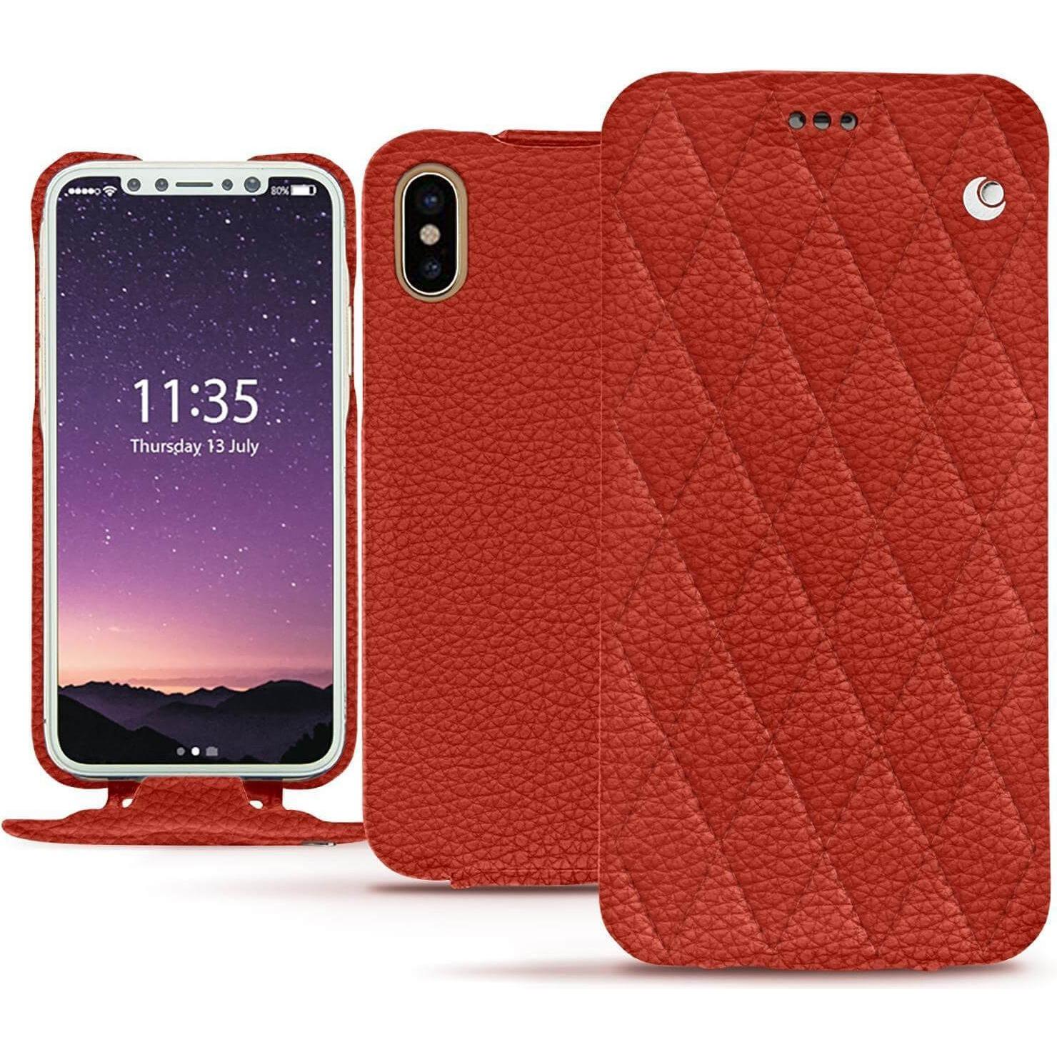 Noreve Lederschutzhülle vertikal (Apple iPhone X), Smartphone Hülle, Orange