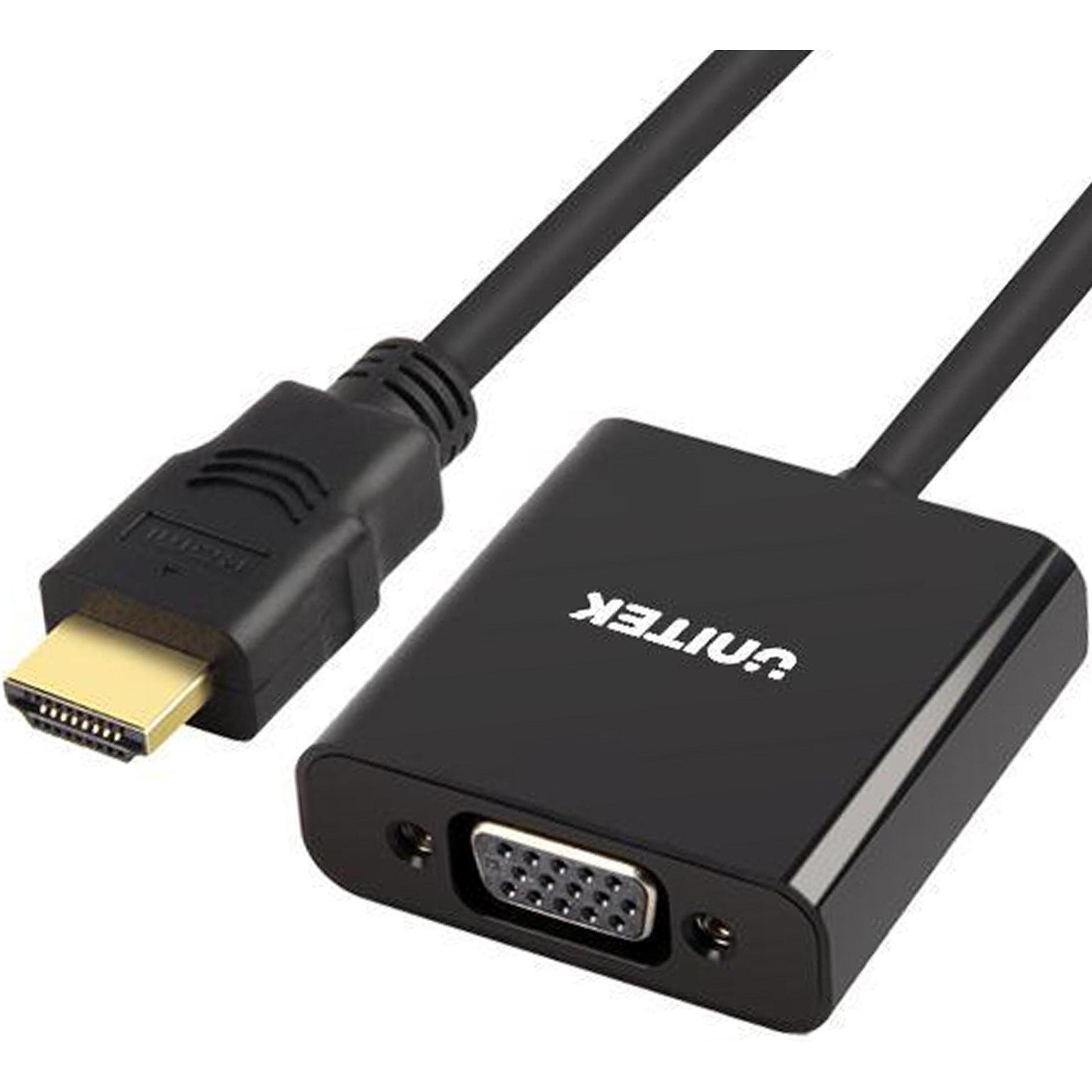 Unitek Y-6333 Schnittstellenkarte/Adapter 3,, VGA (VGA, 4.80 cm), Data + Video Adapter, Schwarz