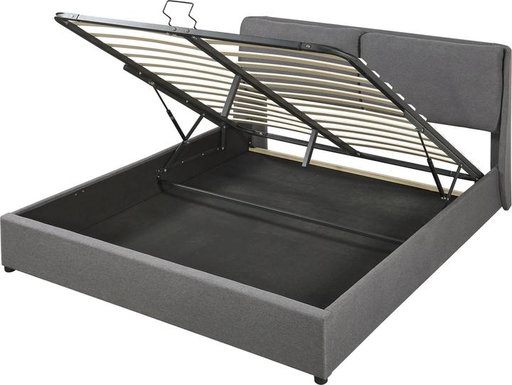 Produktbild En.Casa Polsterbett Lunner mit Matratze 140x200 cm Dunkelgrau (140 x 200 cm)