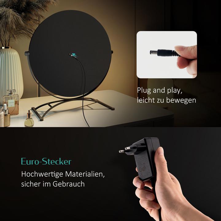 Immagine prodotto Emke Miroir cosmétique rond style Hollywood avec 11 lampes, grossissement 1X+7X, 3 couleurs de lumière, 4