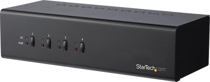 Produktbild StarTech com 4 Port Dual Monitor DVI KVM Switch mit USB 3.0 Hub - Dual Link DVI Umschalter, 18 W, Sc