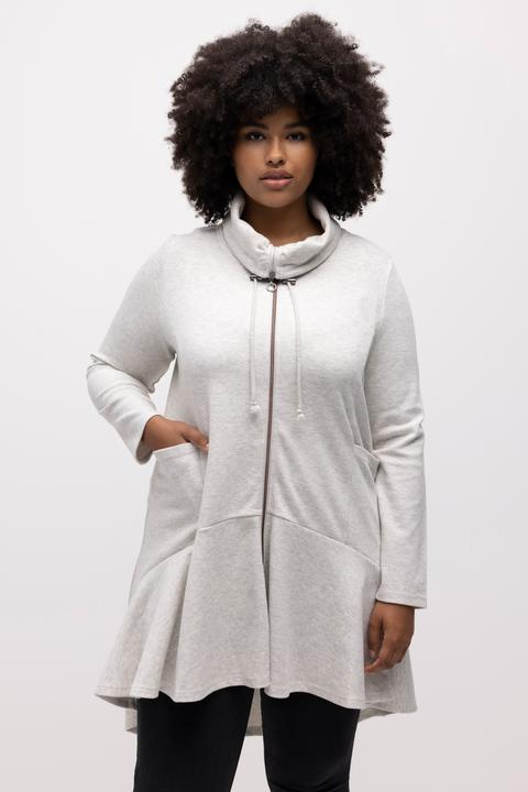 Actual product image Ulla Popken Rounded Hi-Low Hem Zip Front Tunic Sweatshirt (46, 48)