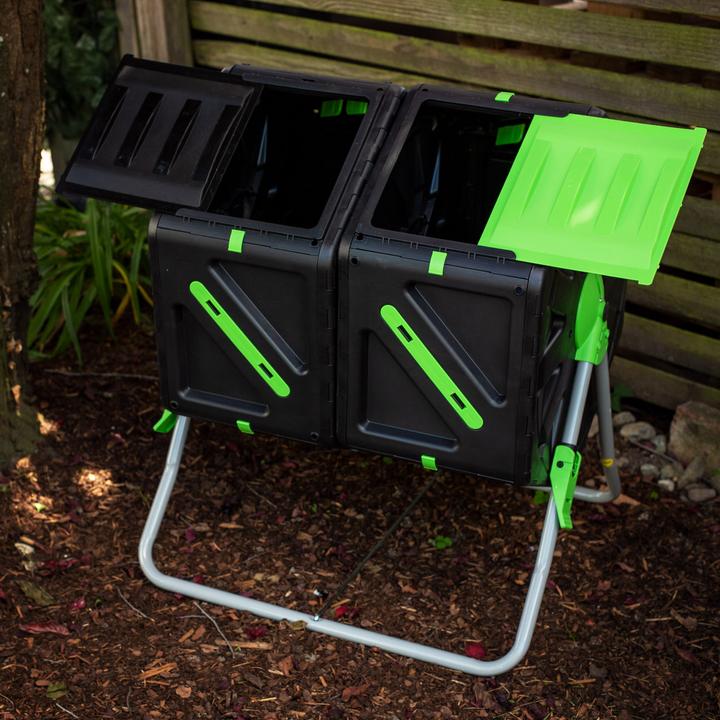 Actual product image UPP Drum composter 2 compartments 70 litres each Roll composter Rapid composter (140 l)