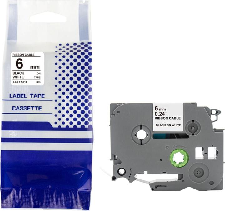 Produktbild Hermex Alternatives Etikettenband zu Brother TZe-FX211 Beschriftungsband (0.60 cm, Schwarz, Weiss)