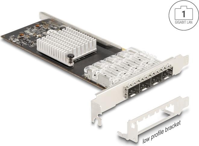 Produktbild Delock PCI Express x4 Karte zu 4 x SFP Slot Gigabit LAN i350 (Mini PCI Express)