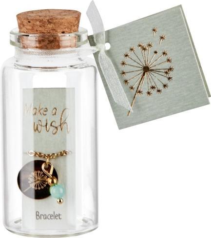 Actual product image HCA Bracelet - "Make a wish" - gold-plated - green quartz (17 cm, Gold plated)