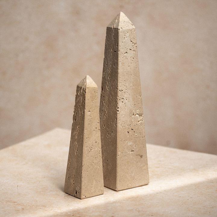 Actual product image Hestia Travertine Obelisk - 30cm