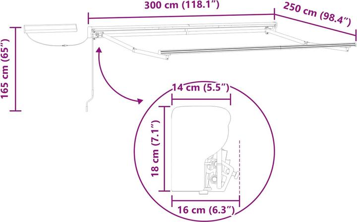 Produktbild vidaXL Elektrische ausziehbare Markise (2.50 m)