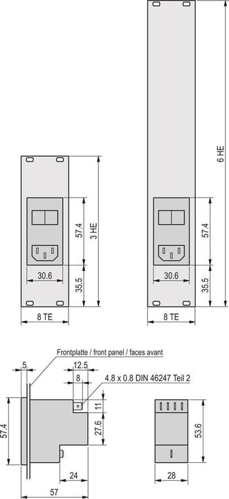 Produktbild Schroff Netzeingangsmodul mit Filter - NETZEINGANGSMODUL 3HE 8TE