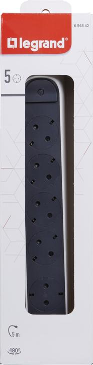 Actual product image Legrand Rotatable power strip 5x socket, 5m cable white-black 694542 (5 x, CEE 7/3, CEE, 5 m)