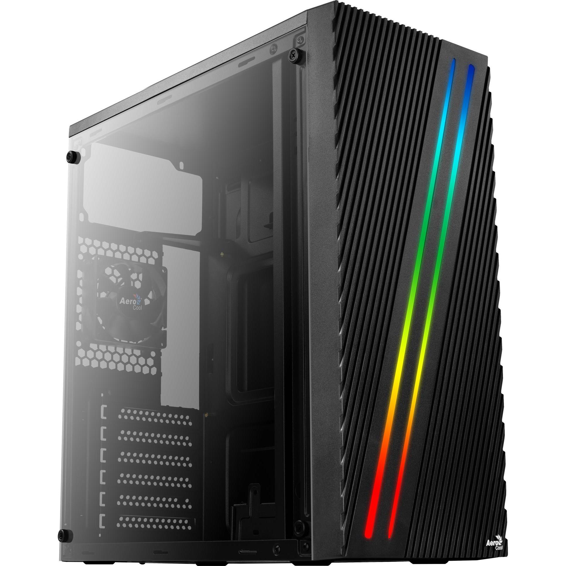 AeroCool Streak RGB (ATX, mATX, Mini-ITX), PC Gehäuse, Schwarz