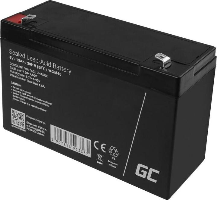 Immagine prodotto GreenCell Batteria AGM VRLA 6V 15Ahh - Batteria - 15.000 mAh (6 V, 15 Ah)