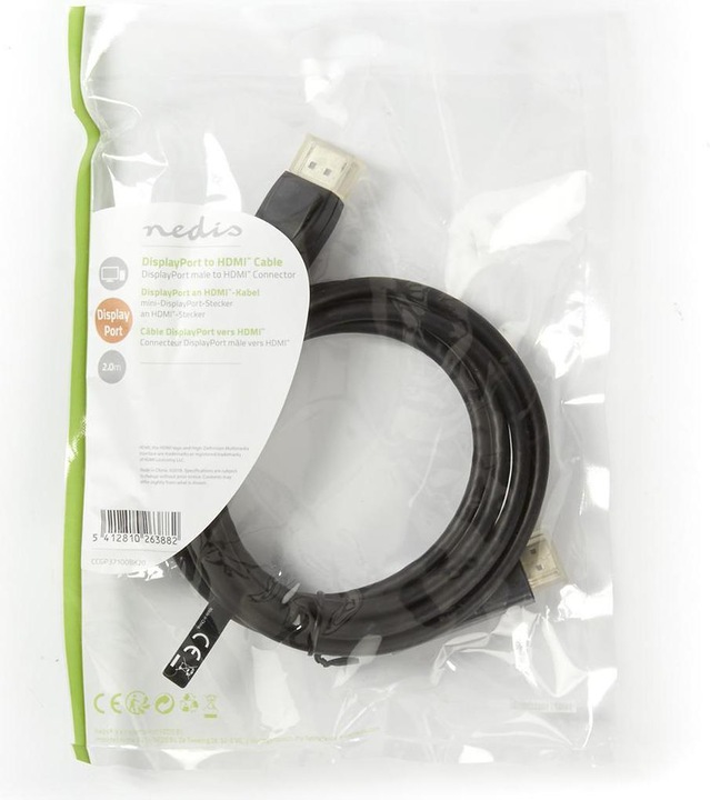 Actual product image Nedis Video / audio cable (2 m, DisplayPort, HDMI)