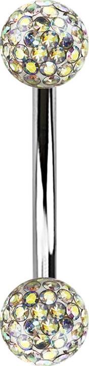 Immagine prodotto Star Piercing Banana argento con due sfere di cristallo strato protettivo epossidico multicolore (senza ottone, Acciaio chirurgico 316L)