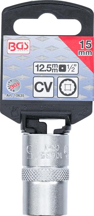 Produktbild BGS Steckschlüssel-Einsatz Zwölfkant Antrieb Innenvierkant 12,5 mm (1/2") SW 15 mm (15 mm)