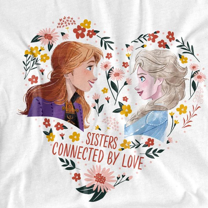 Actual product image Disney Frozen Unisex Adult Sisters Connected By Love Elsa Anna Valentine's Day T-Shirt (L)