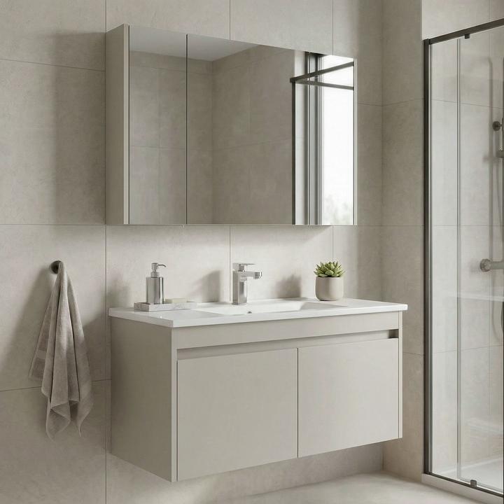 Produktbild Homitis Arno 100 Bathroom Cabinet With Sink & Mirror Set (2 Pieces)
