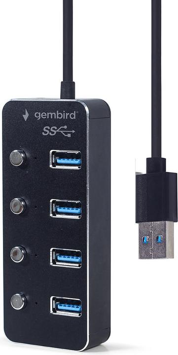 Produktbild Gembird USB 3.1 Gen 1 4-Port Hub mit Schaltern schwarz (USB-C, 4 Ports)