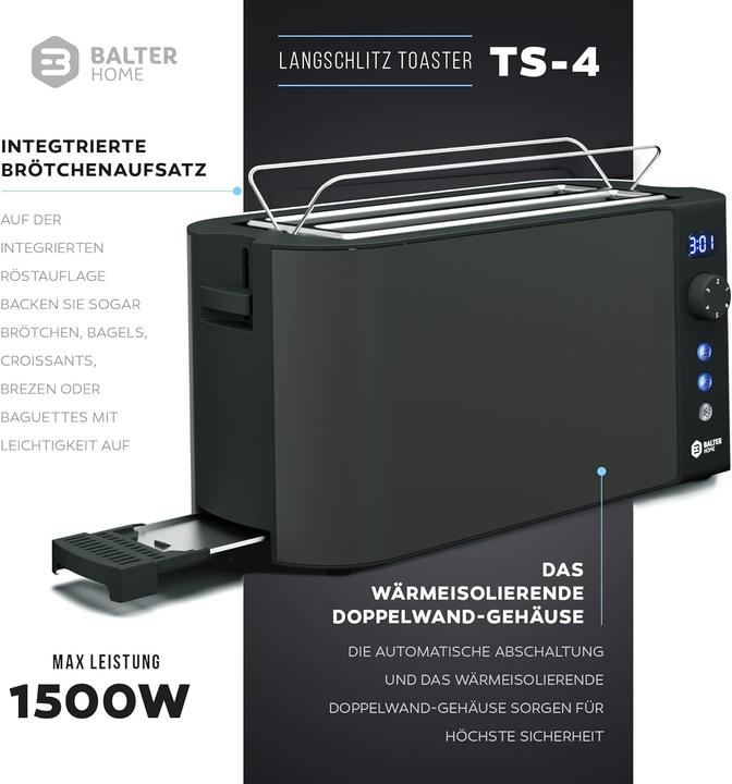 Produktbild Balter Toaster mit Langschlitz und LCD-Anzeige