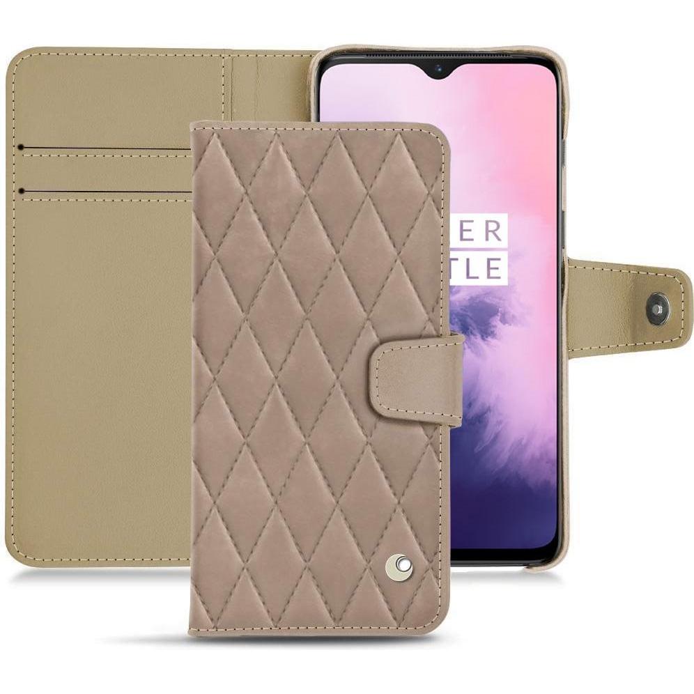 Noreve Lederschutzhülle Wallet (OnePlus 7), Smartphone Hülle, Beige