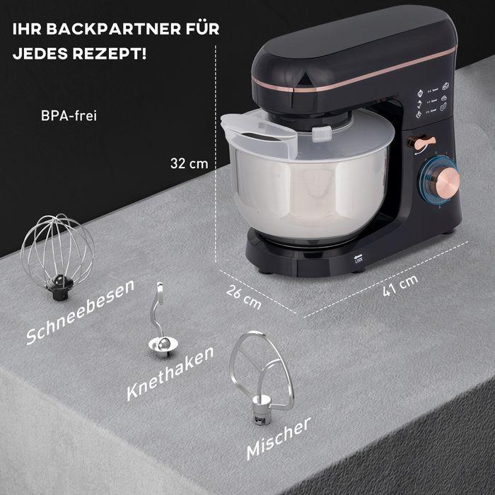 Produktbild Swisshandel24 Standmixer, Küchenmaschine, Rührgerät, 6 Stufen, 5,5L Edelstahlschüssel, Schwarz (1400 W)