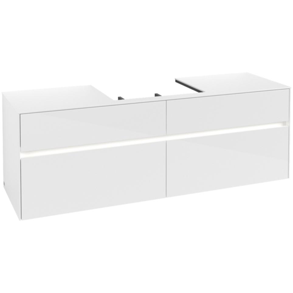 Villeroy & Boch, Waschbeckenunterschrank, V&B Waschtischunterschrank COLLARO 160x54,8x50cm WT mttg m LED-B. glos. w (160...