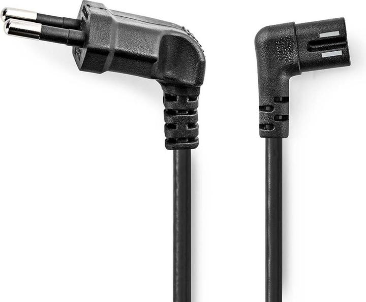 Actual product image Nedis Power cable | Euro Male | IEC-320-C7 | Angled | Left angled | Nickel-plated | 3.00 (3 m)