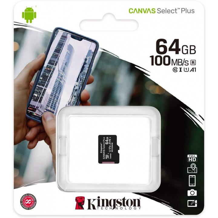 Produktbild Kingston Canvas Select Plus microSDXC Card 64GB (64 GB, microSDXC, U1, UHS-I)