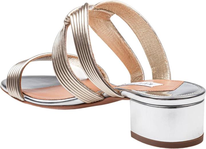 Produktbild Aquazzura mule esencia 35 in laminated leather color light gold/silver (35)